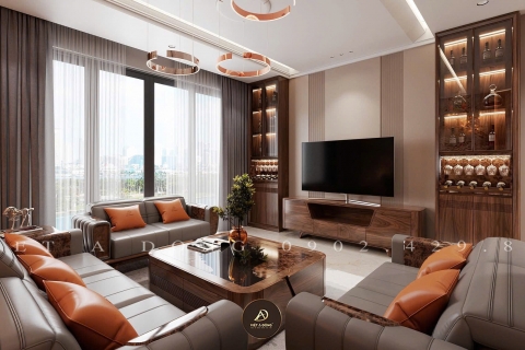 Thiết kế - Thi công nội thất biệt thự gỗ óc chó tại Song Phương, Hà Nội - Anh Tâm